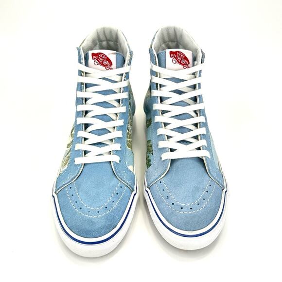 Men Sz 5.5 Vans Sk8hi Slim Lace High Sneaker Skateboard Van Doren Blue/Tropical - Picture 12 of 16